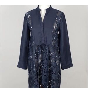 Zara Deep Blue Lace Tunic or Top